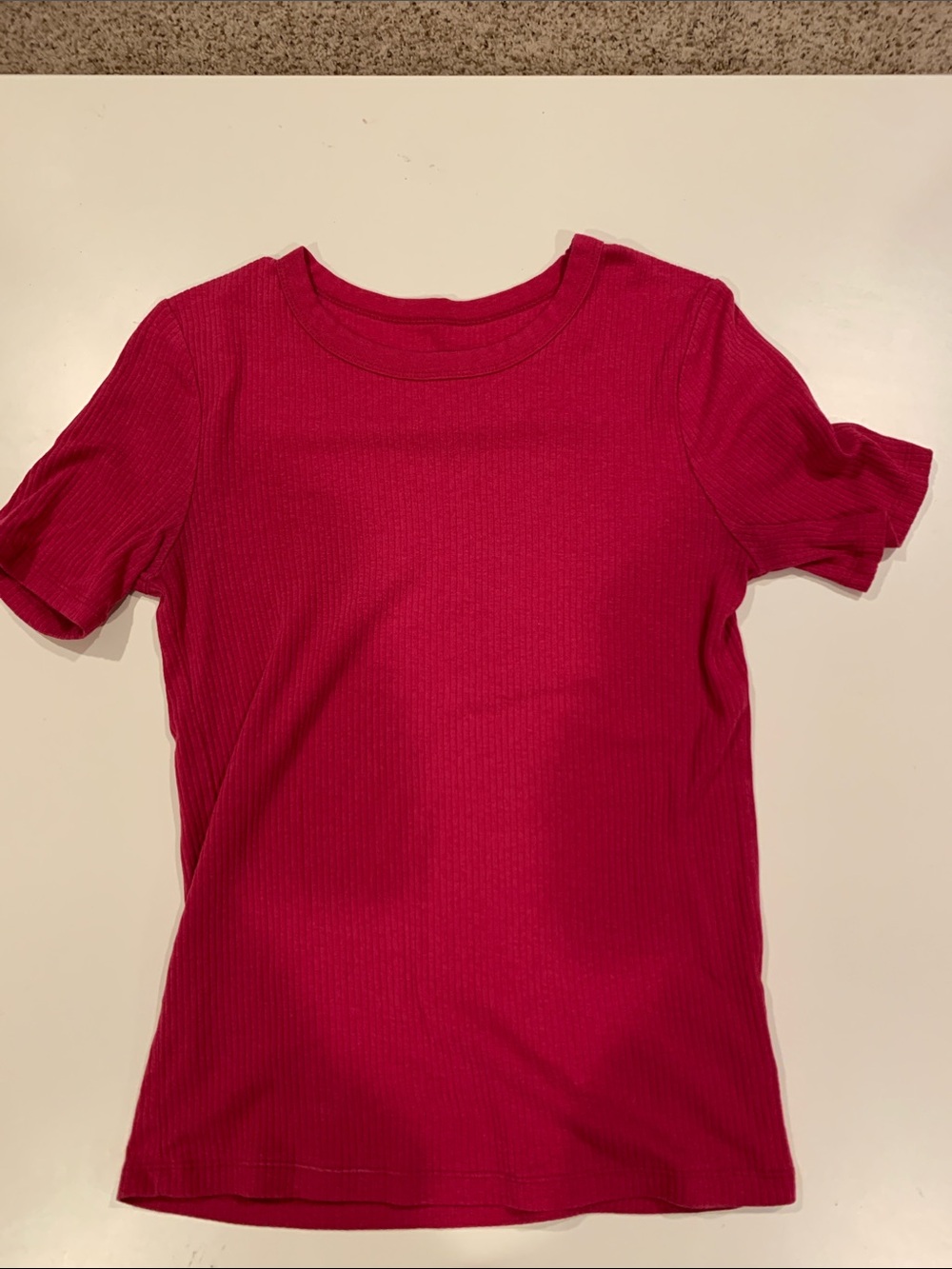 Classic Ribbed Short-Sleeve Top - Pink
